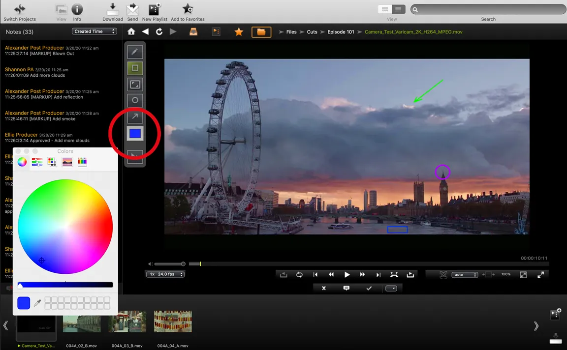 Screenshot of PIX showing the "add notes" feature